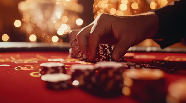 Live dealer rolling dice in Over Under studio